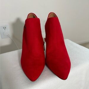 Jessica Simpson Red Suède Zip Stiletto heels Size 6.5 Booties Boots